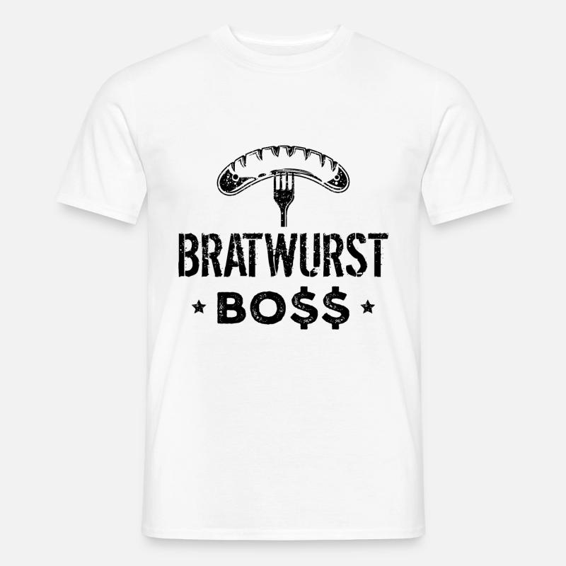 Bratwurst Boss Chefkoch - Männer T-Shirt - Weiß