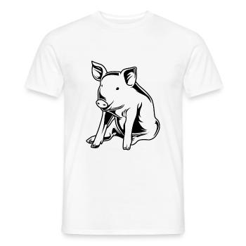 Pig sow boar silhouette - Men's T-Shirt - white - Front - AI Model Male 178 dark (178cm)
