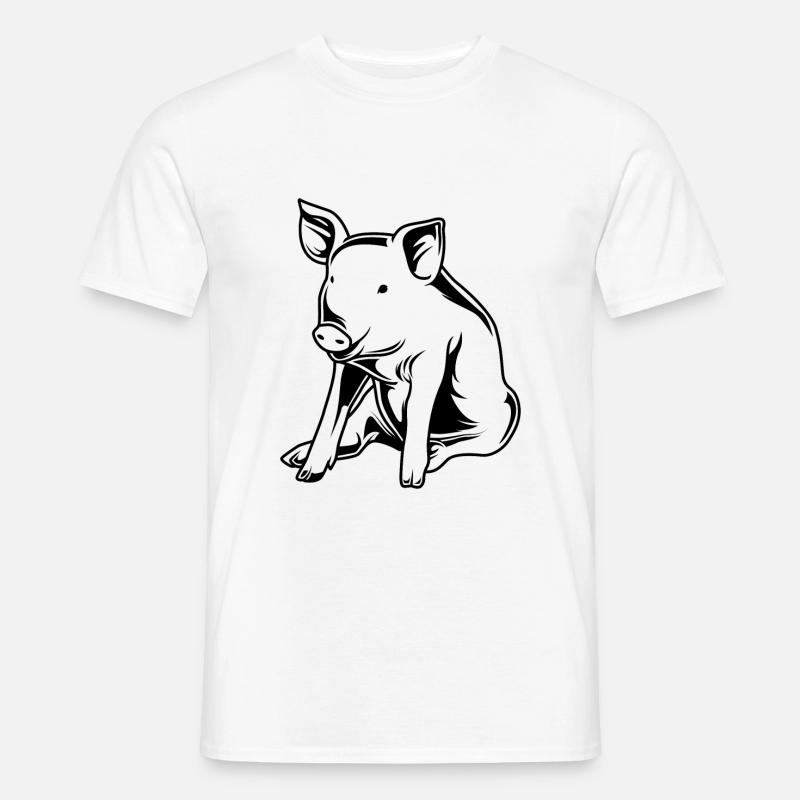 Schwein Sau Eber Silhouette - Männer T-Shirt - Weiß