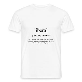 Dictionnaire de définition libéral (tolérant) - T-shirt homme - blanc - Devant - AI Model Male 178 dark (178cm)