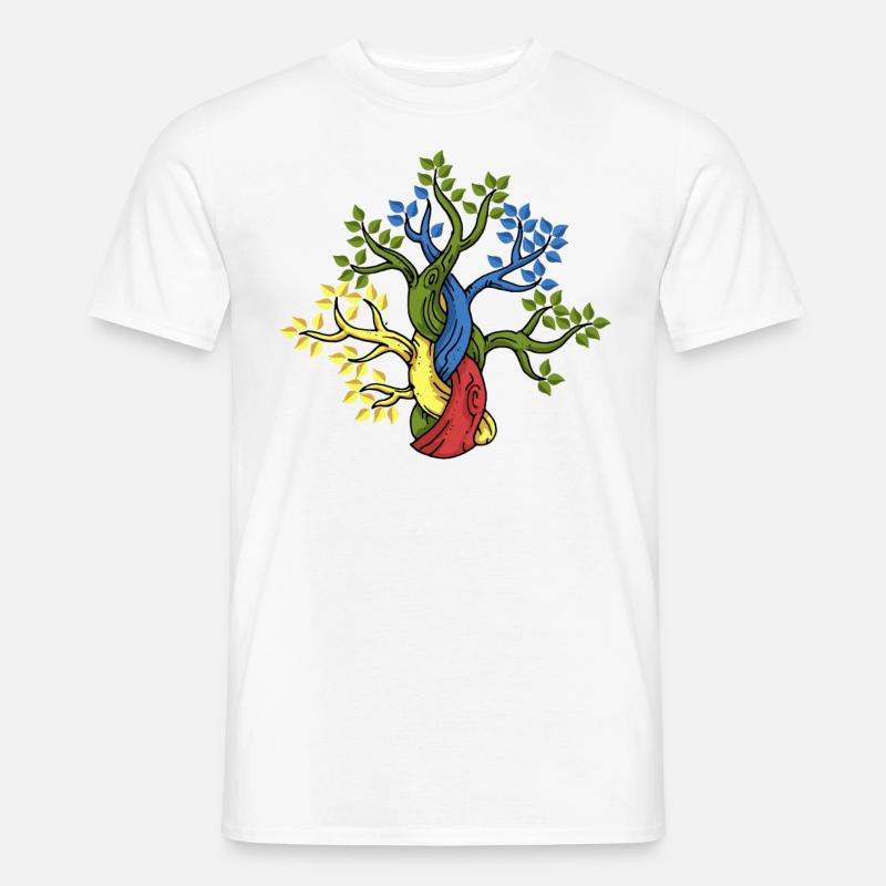 Cadeau de branches d'arbres de chênes - T-shirt homme - blanc