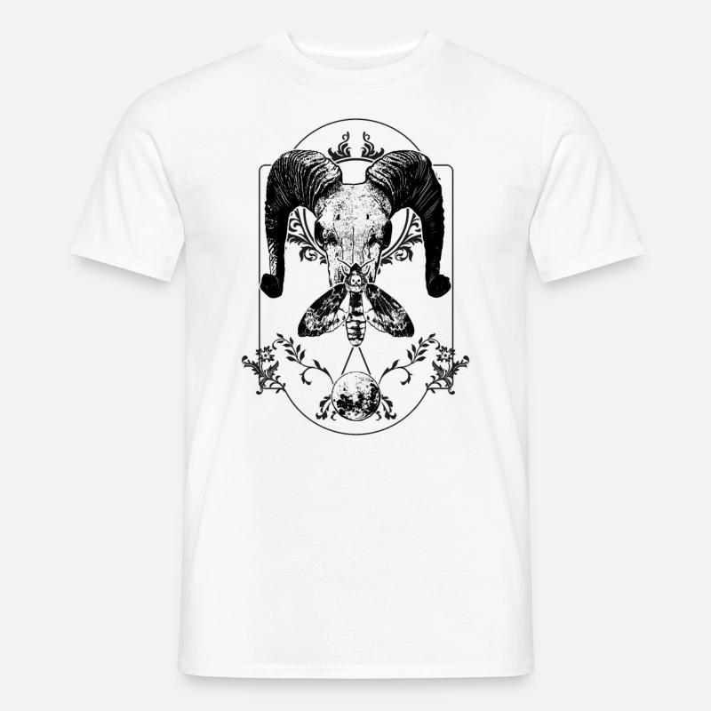 Tierschädel Gothik Bulle Hörner Knochen Motte - Männer T-Shirt - Weiß