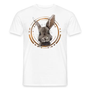 Conception de poly faible lapin cool | Géométrique, triangle - T-shirt homme - blanc - Devant - AI Model Male 178 dark (178cm)