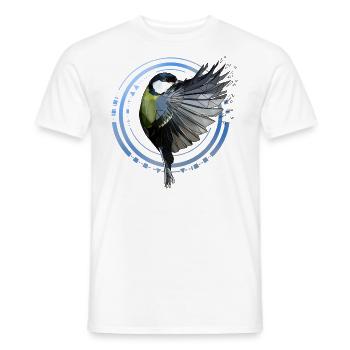 Mésange bleue | Géométrique | Low poly - T-shirt homme - blanc - Devant - AI Model Male 178 dark (178cm)