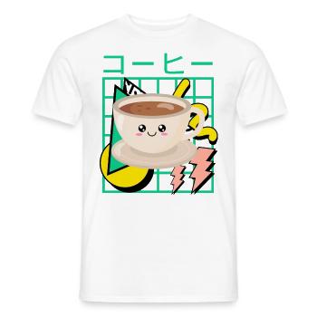 The 90s Japanese Kawaii Coffee - Men's T-Shirt - white - Front - AI Model Male 178 dark (178cm)