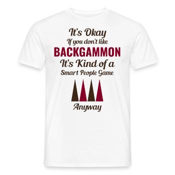 Backgammon Player Board Game Funny Sayings Gift - Men's T-Shirt - white - Front - AI Model Male 178 dark (178cm)
