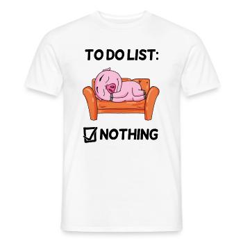 To do list Nothing Pig Relax Lazy funny - Men's T-Shirt - white - Front - AI Model Male 178 dark (178cm)