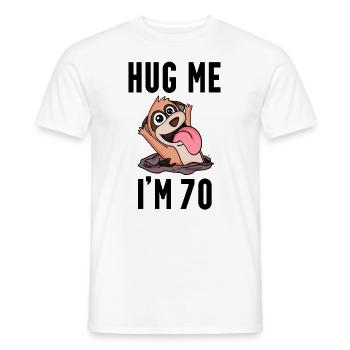 70 ans - 70 ans - Câlin - T-shirt homme - blanc - Devant - AI Model Male 178 dark (178cm)