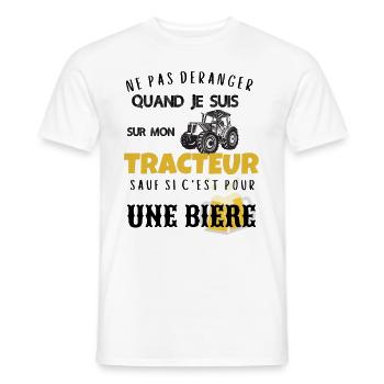 Ne pas déranger tracteur sauf pour biere cadeau - T-shirt homme - blanc - Devant - AI Model Male 178 dark (178cm)
