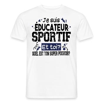 Educateur Sportif Super Pouvoir Cadeau Humour - T-shirt homme - blanc - Devant - AI Model Male 178 dark (178cm)