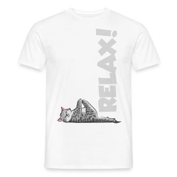 Relax Cat Yoga Gymnastics Chill Meditation - Men's T-Shirt - white - Front - AI Model Male 178 dark (178cm)