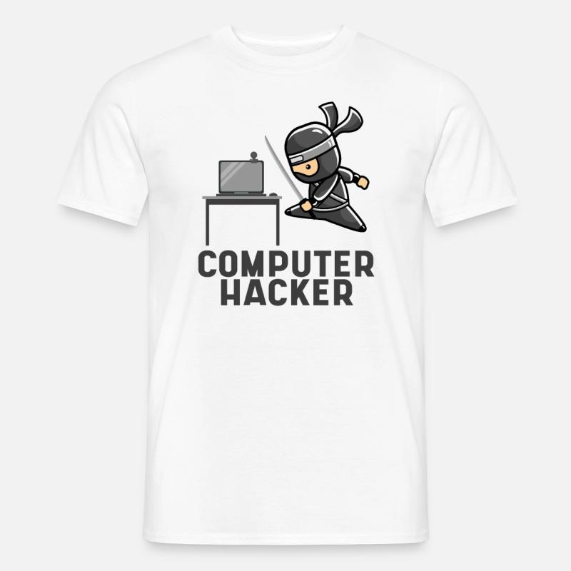 Computerhacker Ninja Laptop geschenk Programmierer - Männer T-Shirt - Weiß