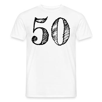 50 ans Numéro 50 anniversaire - T-shirt homme - blanc - Devant - AI Model Male 178 dark (178cm)