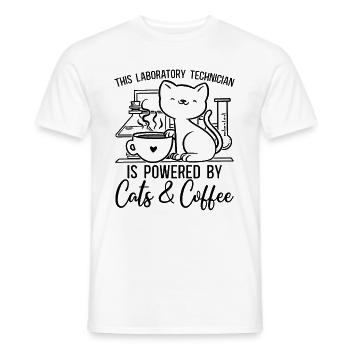 Laboratory Technician Cat Profession Coffee Gift Idea - Men's T-Shirt - white - Front - AI Model Male 178 dark (178cm)