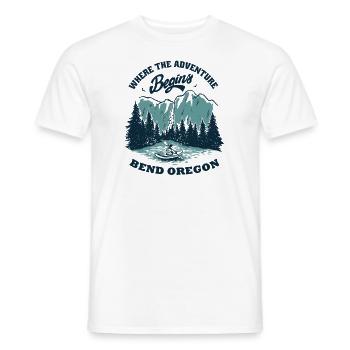 The adventure begins Bend Oregon Park hiking - Men's T-Shirt - white - Front - AI Model Male 178 dark (178cm)