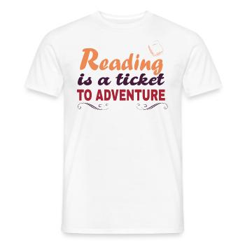 La lecture est un billet pour les aventures - T-shirt homme - blanc - Devant - AI Model Male 178 dark (178cm)