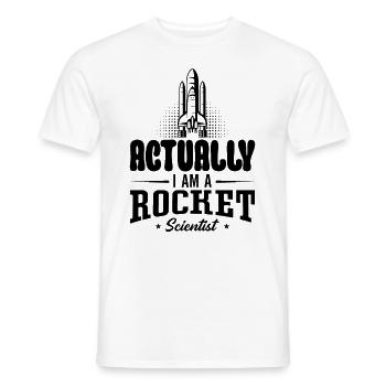 En fait, je suis un ingénieur en aérospatiale de fusée science - T-shirt homme - blanc - Devant - AI Model Male 178 dark (178cm)