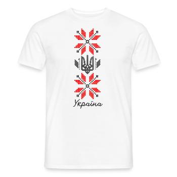 Ukraine Ukrainische Symbole Dreizackstickerei - Männer T-Shirt - Weiß - Vorne - AI Model Male 178 dark (178cm)