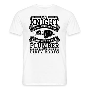 My Knight In Shining Armor Plumber Plumbing Pipe - Männer T-Shirt - Weiß - Vorne - AI Model Male 178 dark (178cm)