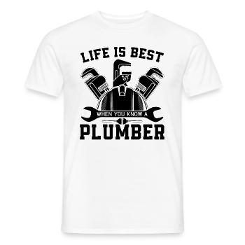La vie est le meilleur plumbe Outil Plomberie Plomberie Plombiers - T-shirt homme - blanc - Devant - AI Model Male 178 dark (178cm)