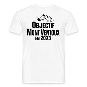 Mont Ventoux 2023 Cycliste Montagne Randonnée - T-shirt homme - blanc - Devant - AI Model Male 178 dark (178cm)