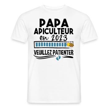 Papa 2023 Apiculteur Apiculture Cadeau Humour - T-shirt homme - blanc - Devant - AI Model Male 178 dark (178cm)