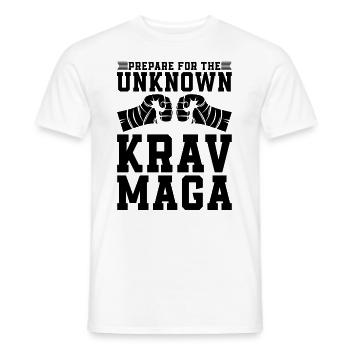 Préparez-vous pour le chasseur MMA de combat rapproché Krav Maga - T-shirt homme - blanc - Devant - AI Model Male 178 dark (178cm)