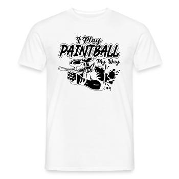 I Play Paintball Softair Splatter Paintball Player - Männer T-Shirt - Weiß - Vorne - AI Model Male 178 dark (178cm)
