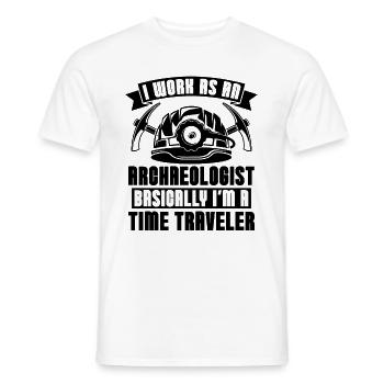 I Work As Archaeology Fossil Digging Archaeologist - Men's T-Shirt - white - Front - AI Model Male 178 dark (178cm)