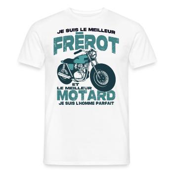 Le meilleur frèrot et le meilleur motard - T-shirt homme - blanc - Devant - AI Model Male 178 dark (178cm)