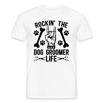 Rockin' The Dog Pet Groomer Fur Pet Salon Groomer - T-shirt homme - blanc - Devant - AI Model Male 178 dark (178cm)