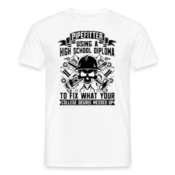 Pipefitter Using A High School Laborer Pipefitters - Men's T-Shirt - white - Front - AI Model Male 178 dark (178cm)