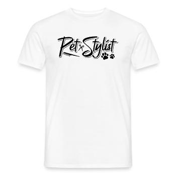 Styliste d’animaux de compagnie Toiletteur d’animaux Salon d’animaux Toiletteur de fourrure - T-shirt homme - blanc - Devant - AI Model Male 178 dark (178cm)