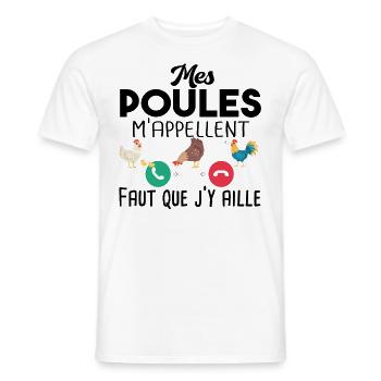 Poulailler poule volaille poussin. Cadeau ferme - T-shirt homme - blanc - Devant - AI Model Male 178 dark (178cm)
