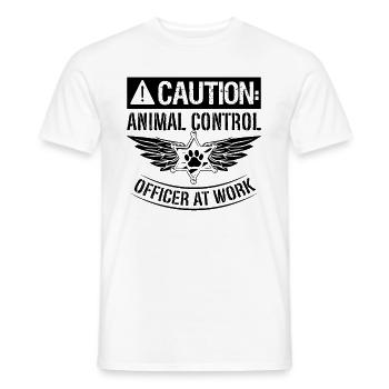 Caution Animal Control Enforcement Animal Officer - Men's T-Shirt - white - Front - AI Model Male 178 dark (178cm)