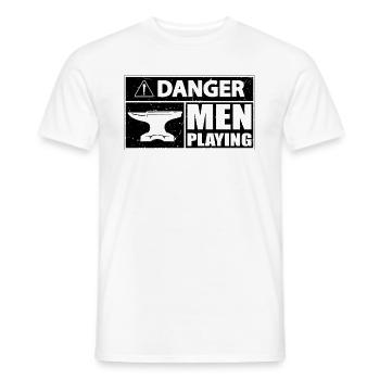 Danger Men Playing Forging Metalworker Blacksmiths - Männer T-Shirt - Weiß - Vorne - AI Model Male 178 dark (178cm)
