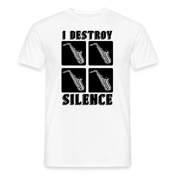 I Destroy Silence Saxophone Instrument Saxophoniste - T-shirt homme - blanc - Devant - AI Model Male 178 dark (178cm)