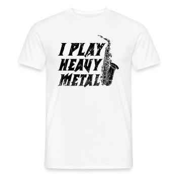I Play Heavy Saxophone Marching Band Saxophonist - Men's T-Shirt - white - Front - AI Model Male 178 dark (178cm)