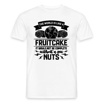 The World Is Like Nutrition Facts Fruitcake Lover - Men's T-Shirt - white - Front - AI Model Male 178 dark (178cm)