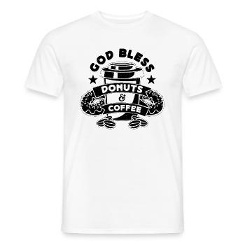 God Bless Donuts & Caffeine Coffee & Donuts Lover - Männer T-Shirt - Weiß - Vorne - AI Model Male 178 dark (178cm)