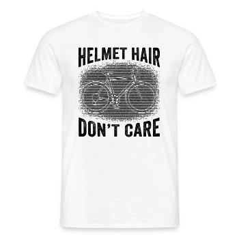 Helmet Hair Don't Care Bicycle Road Bike Cyclist - Men's T-Shirt - white - Front - AI Model Male 178 dark (178cm)