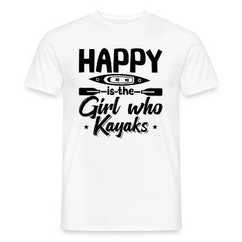 Heureuse est la fille qui fait du kayak Rafting Kayak L’amateur - T-shirt homme - blanc - Devant - AI Model Male 178 dark (178cm)