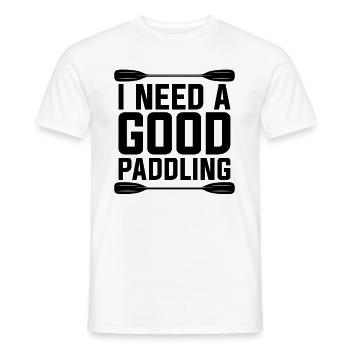 J’ai besoin d’un bon amateur de rafting Kayak de radeau - T-shirt homme - blanc - Devant - AI Model Male 178 dark (178cm)