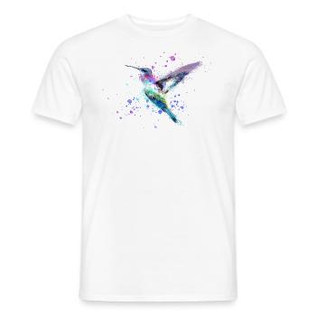 hummingbird, graffiti, painting, watercolor, bird, colorful - Men's T-Shirt - white - Front - AI Model Male 178 dark (178cm)