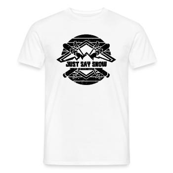 Just Say Snow Winter Sports Ski Racing XC Skier - Men's T-Shirt - white - Front - AI Model Male 178 dark (178cm)