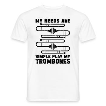 My Needs Are Simple Retro Brass Band Trombonist - Men's T-Shirt - white - Front - AI Model Male 178 dark (178cm)