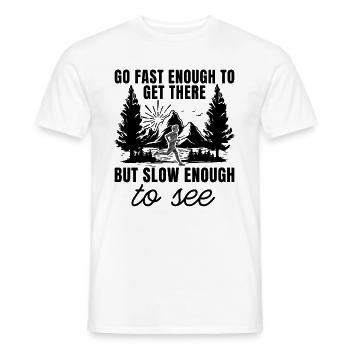 Allez assez vite pour suivre les athlètes de course de trail Trail Runner - T-shirt homme - blanc - Devant - AI Model Male 178 dark (178cm)
