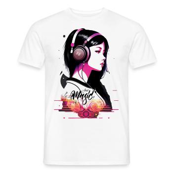 JUST MUSIC t-shirt. Music is Life - Men's T-Shirt - white - Front - AI Model Male 178 dark (178cm)