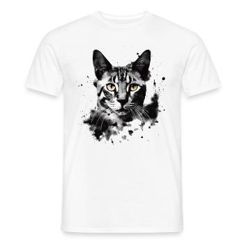 Bengal cat in black and white abstract art - Men's T-Shirt - white - Front - AI Model Male 178 dark (178cm)