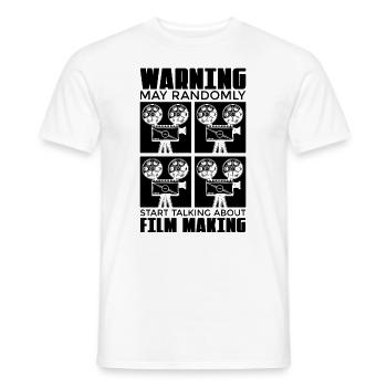 Warning May Randomly Start Film Director Filmmaker - Men's T-Shirt - white - Front - AI Model Male 178 dark (178cm)